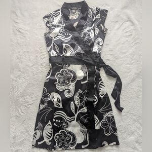 RIPE Black and White Floral Wrap Dress, sz 3